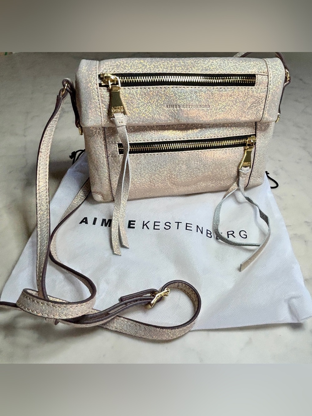 Aimee Kestenberg Crosstown Crossbody Champagne Shimmer